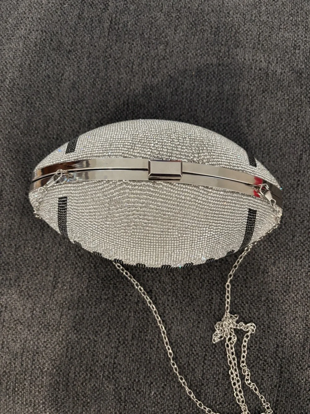 TOUCHDOWN! Beaded Rhinestone Football Clutch Crossbody Bag Purse NEW